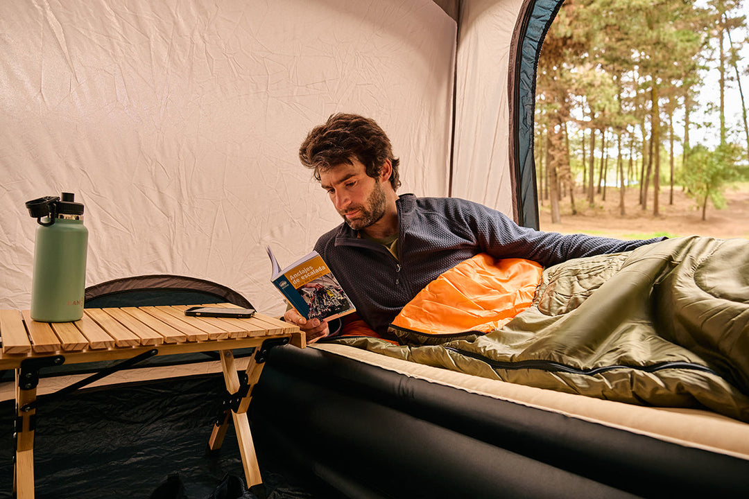 colchon inflable y set de camping kano