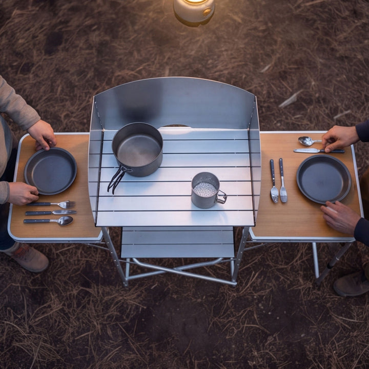 Mesa y Estación de Cocina para Camping BURNEY