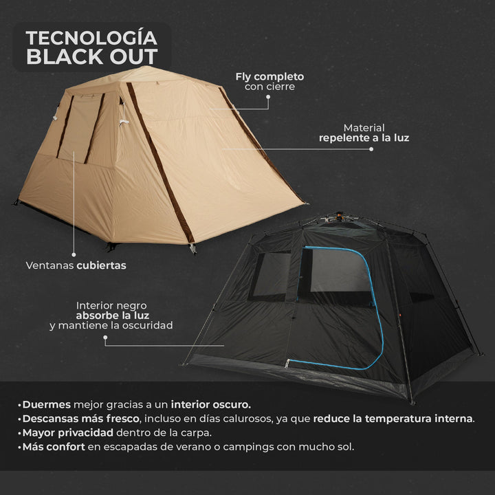 PREVENTA Carpa Automática Black Out Maullin 6 Personas