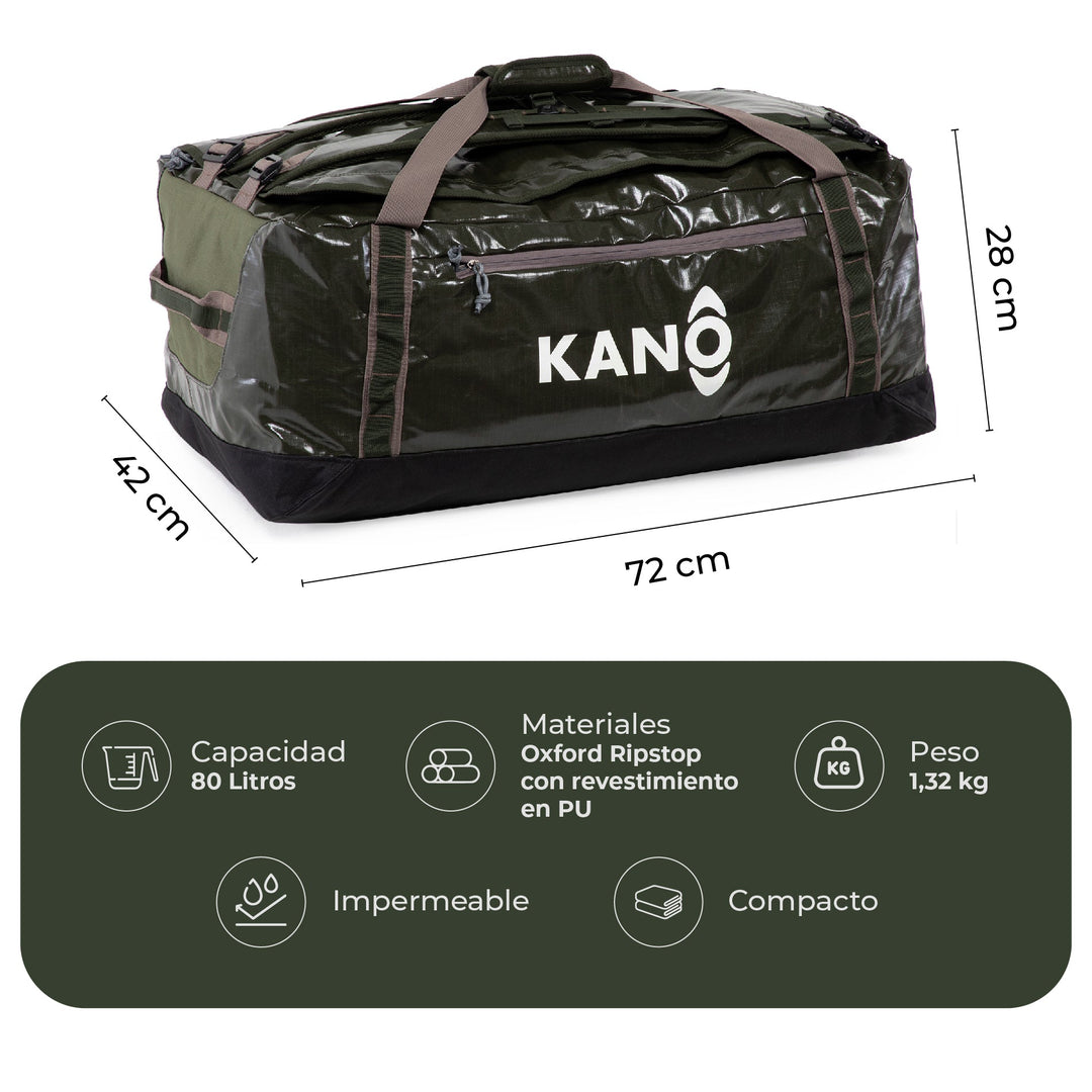 Bolso Mochila Impermeable 80L Roy Verde