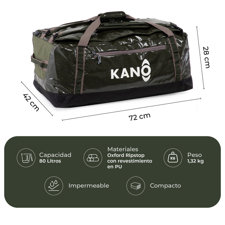 Bolso Mochila Impermeable 80L Roy Verde