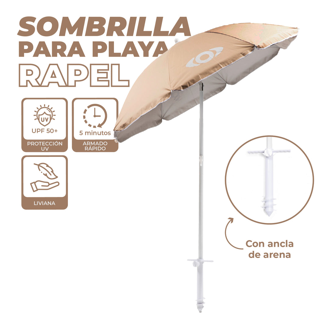 Sombrilla de Playa con Tirabuzón Rapel