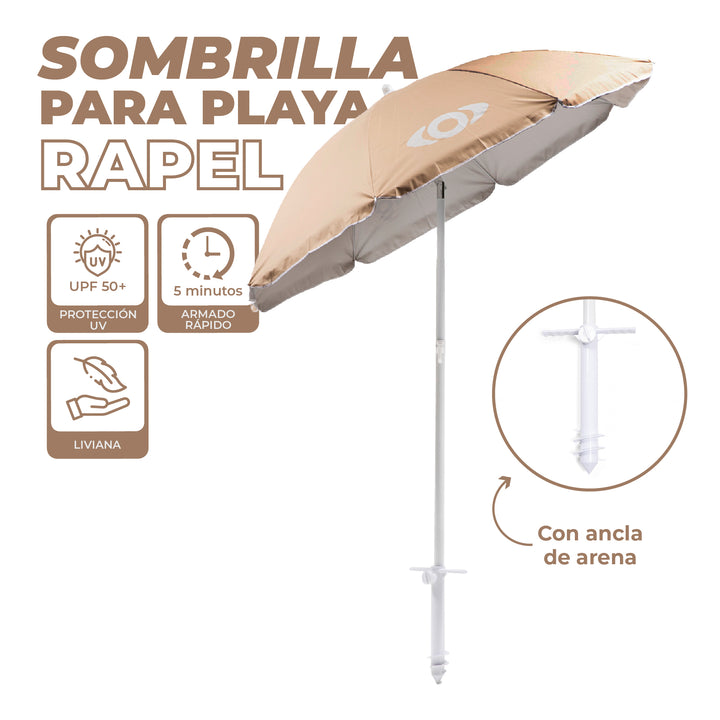 Sombrilla de Playa con Tirabuzón Rapel