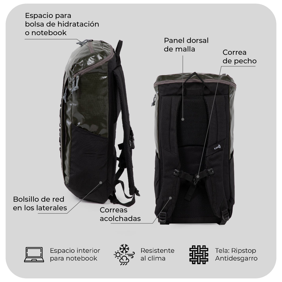 Mochila Outdoor 25L Andes Verde