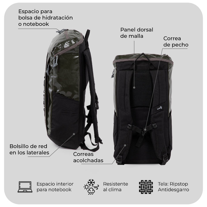 Mochila Outdoor 25L Andes Verde