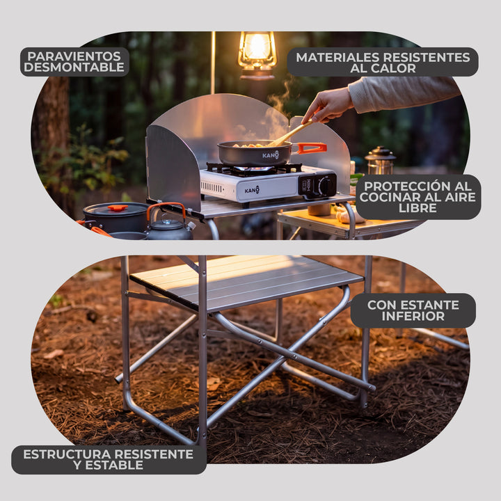 Mesa y Estación de Cocina para Camping BURNEY