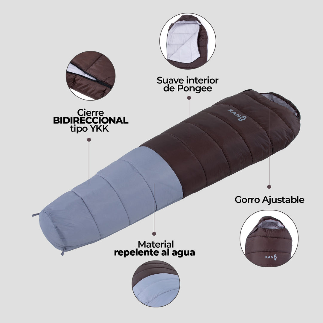 Bolsa de Dormir -4 / 0 / 8°C  Aconcagua Marrón