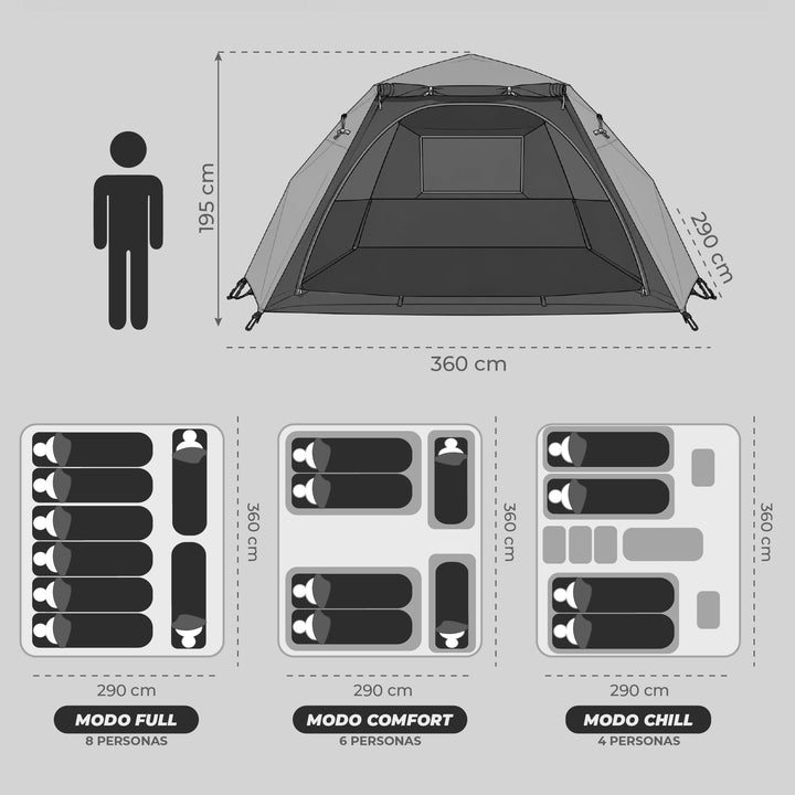 PREVENTA Carpa Automática Black Out Huilo 8 Personas