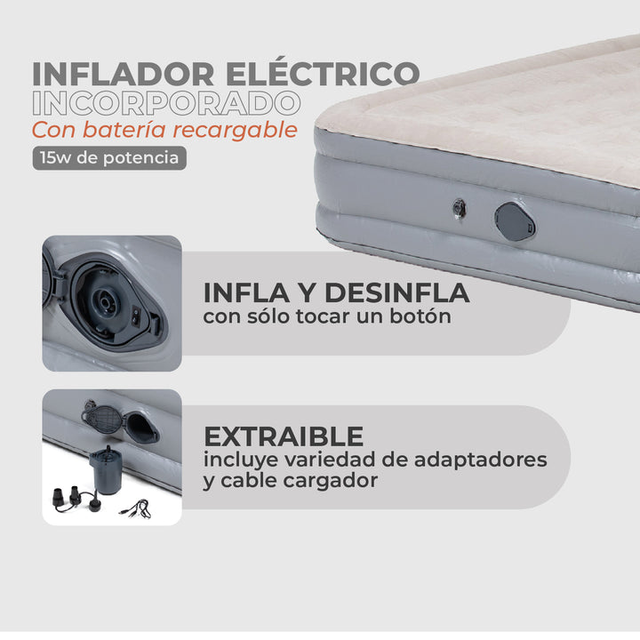 Colchón Inflable Con Batería 2 Plazas Chagual