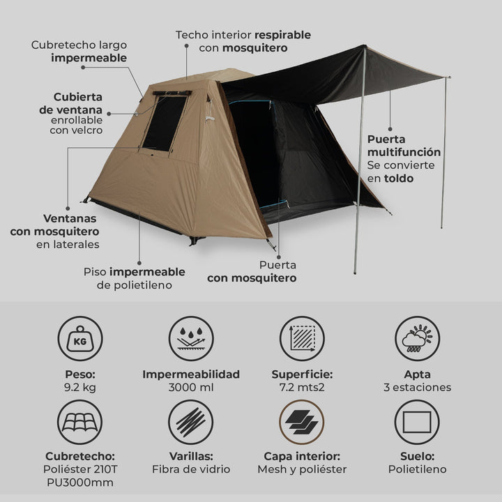 PREVENTA Carpa Automática Black Out Maullin 6 Personas