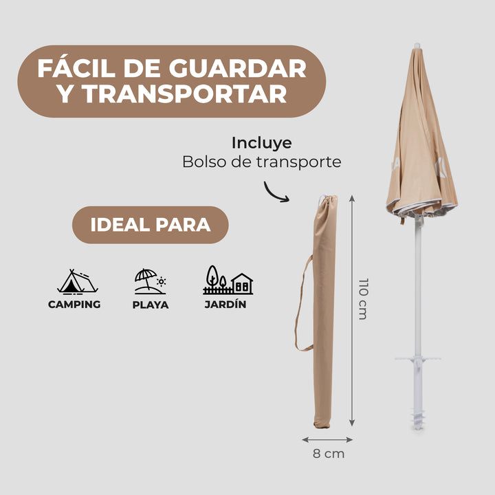 Sombrilla de Playa con Tirabuzón Rapel