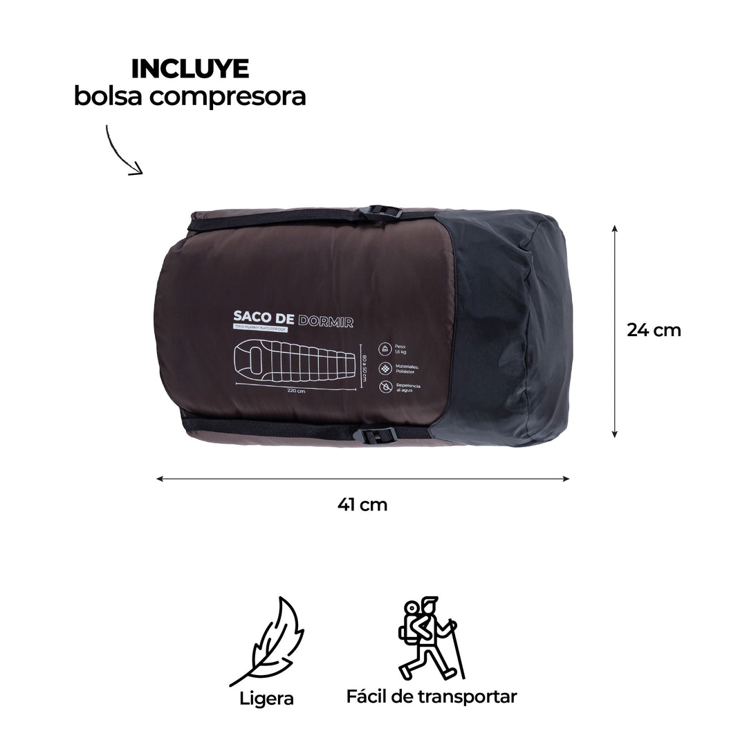 Bolsa de Dormir -4 / 0 / 8°C  Aconcagua Marrón