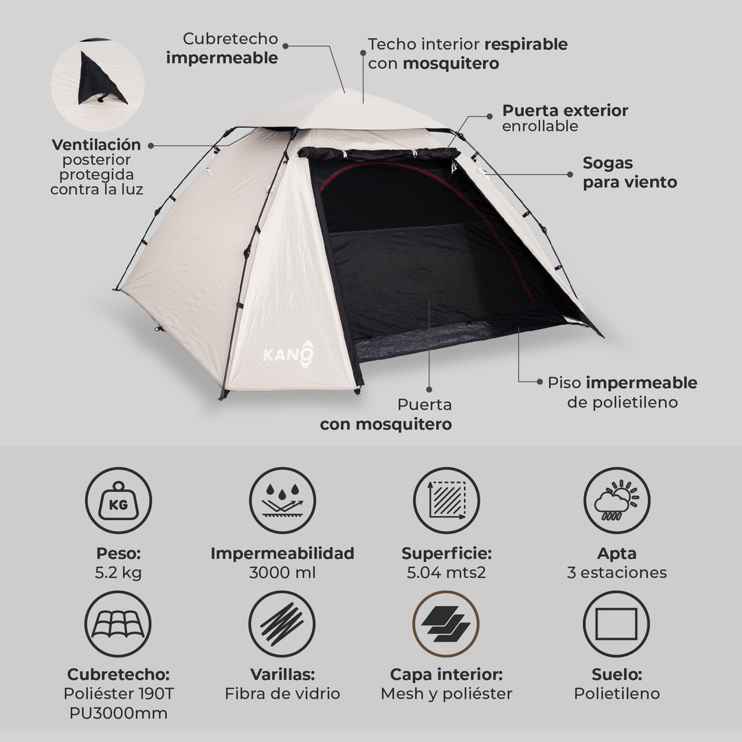 PREVENTA Carpa Automática Black Out Antuco 4 Personas