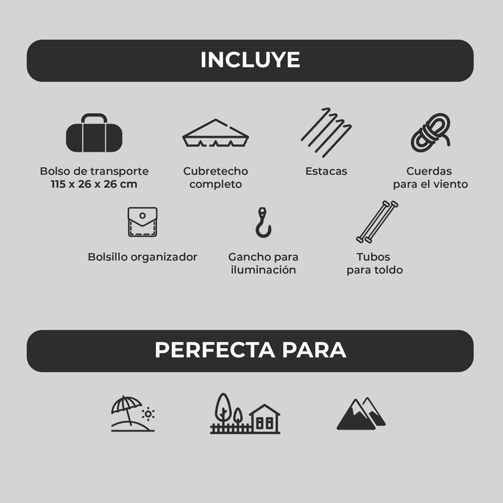 PREVENTA Carpa Automática Black Out Maullin 6 Personas