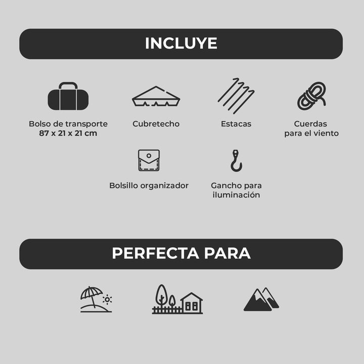 PREVENTA Carpa Automática Black Out Antuco 4 Personas