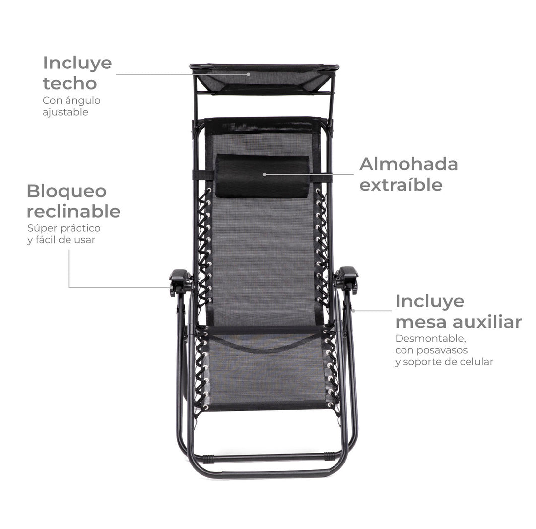 Reposera Zero Gravity con Techo Zen Canopy