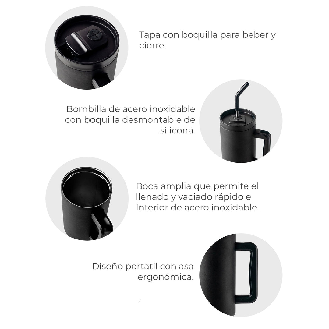 Vaso Térmico Mug 1200ml Negro