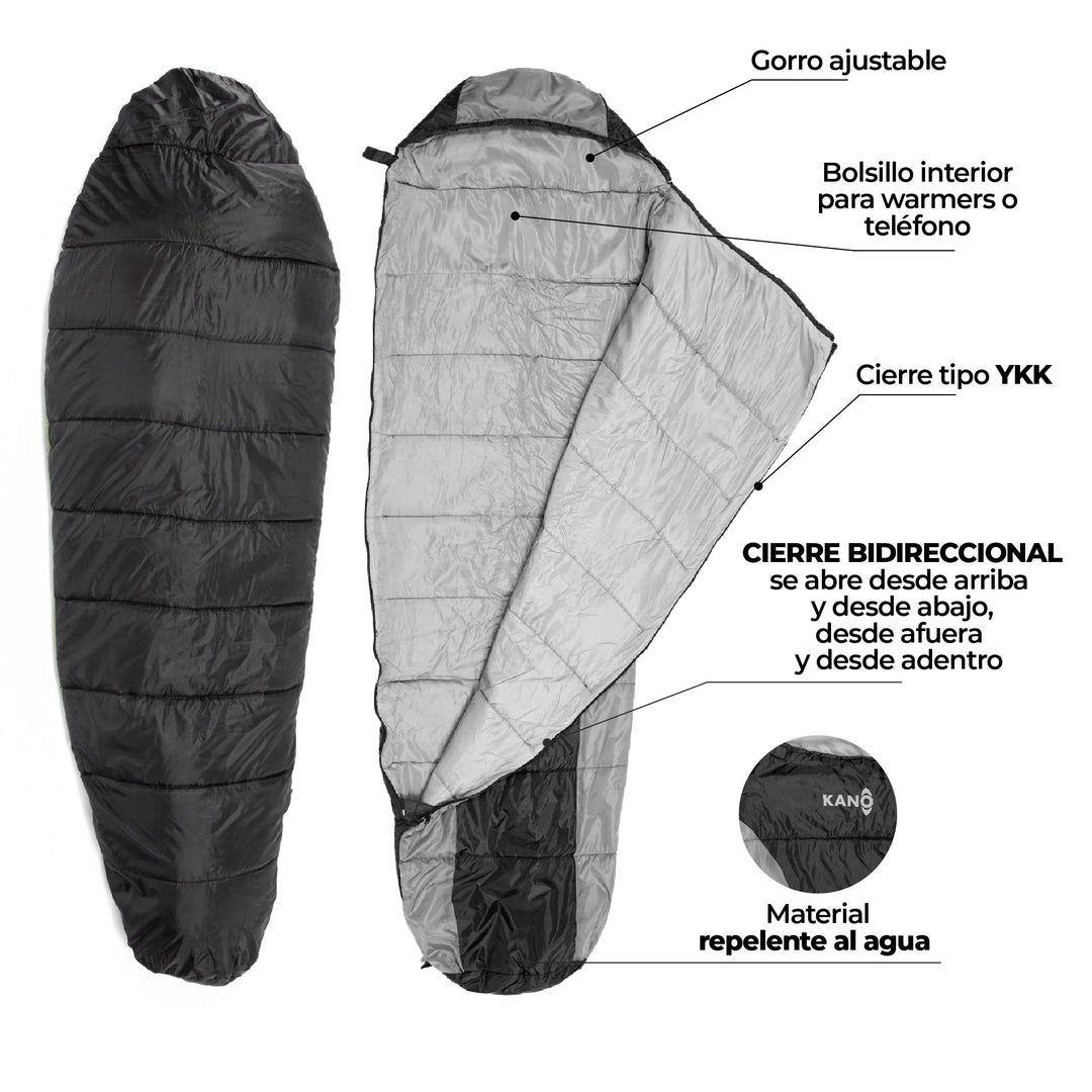 Bolsa de Dormir 0 / 5 / 15° El Plomo Gris