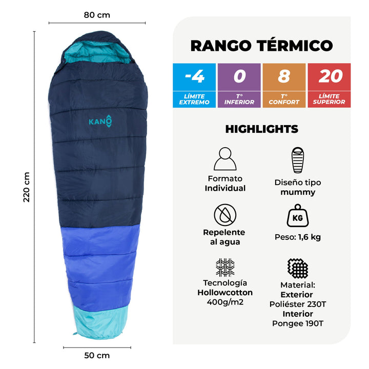 Bolsa de Dormir -4 / 0 / 8°C Aconcagua Azul
